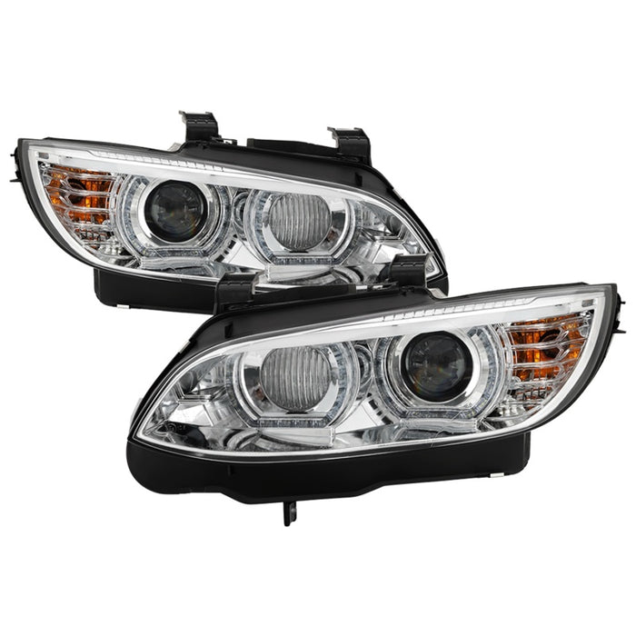 Phare Spyder 08-10 BMW F92 Série 3 Proj - Feux de route H3 DRL LED - Chrome - PRO-YD-BMWE9208-DRL-C