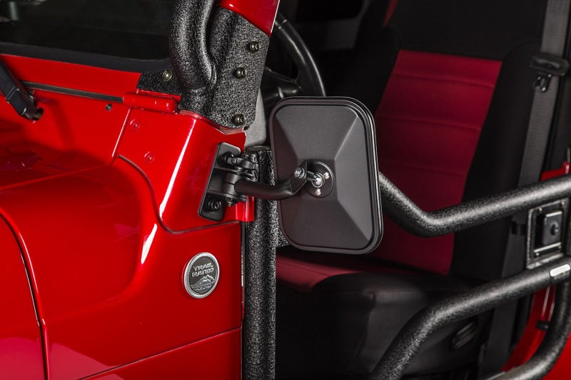 Kit de rétroviseurs rectangulaires texturés noirs Rugged Ridge 97-18 Jeep Wrangler