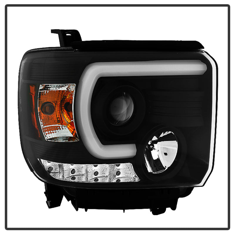 Phares de projecteur Spyder GMC Sierra 14-16 Barre lumineuse DRL Blk PRO-YD-GS14V2-LBDRL-BK