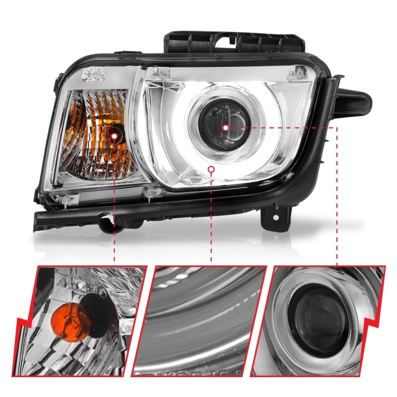 Phares de projecteur ANZO 2010-2013 Chevrolet Camaro avec halo chromé (CCFL)