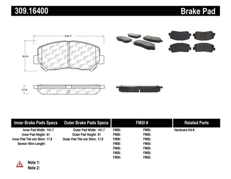 Plaquettes de frein avant StopTech Performance 13-14 Dodge Dart/Jeep Cherokee