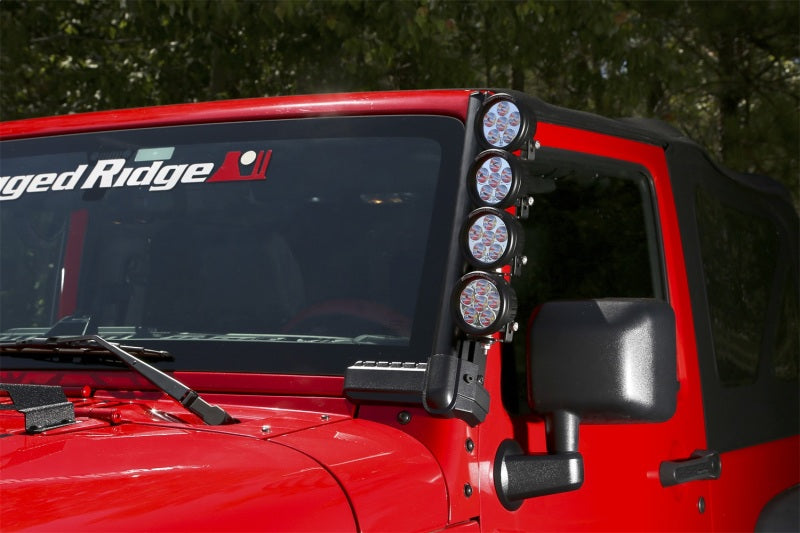 Support de barre lumineuse de pare-brise Rugged Ridge 07-18 Jeep Wrangler JK Elite Fast Track sans barre transversale