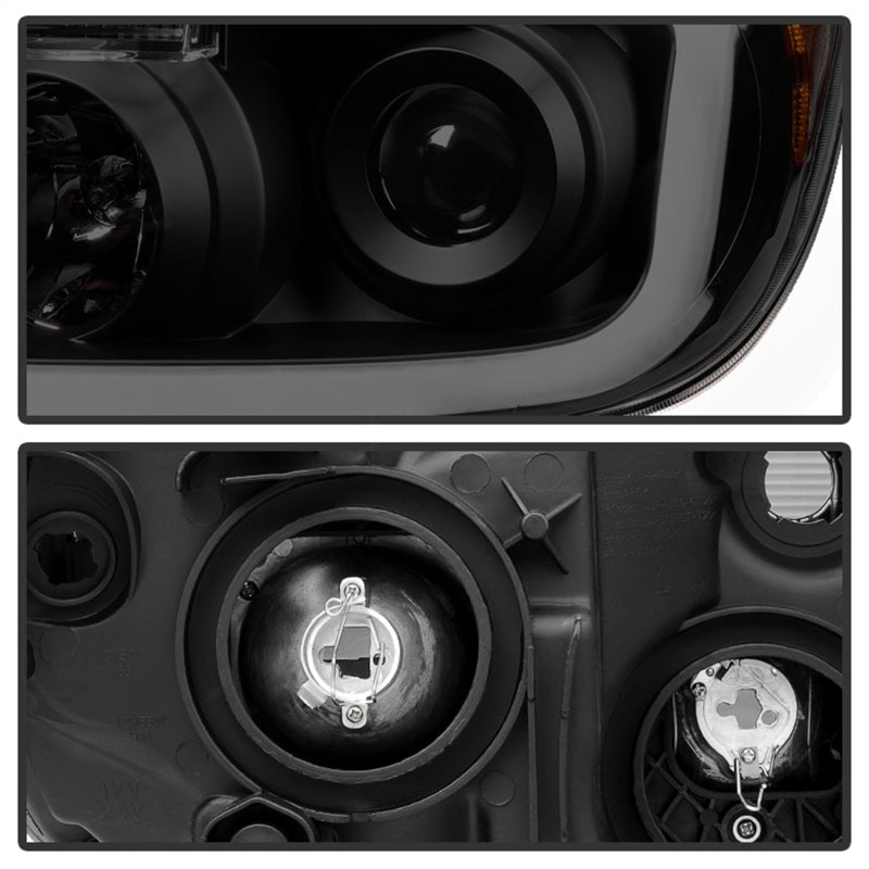 xTune Toyota Tundra 07-13 LED Light Bar Projector Headlights Black Smoked PRO-JH-TTU07-LED-BSM