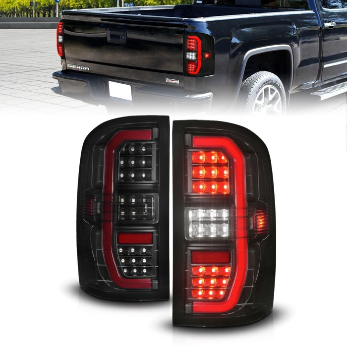 ANZO 14-18 GMC Sierra 1500 Full LED Taillights Black Housing Smoke Lens (w/C Light Bars)