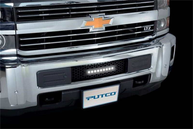 Insert de calandre de pare-chocs Putco 15-19 Chevy Silv HD SS Black Punch Design avec barre lumineuse incurvée affleurante de 10 pouces