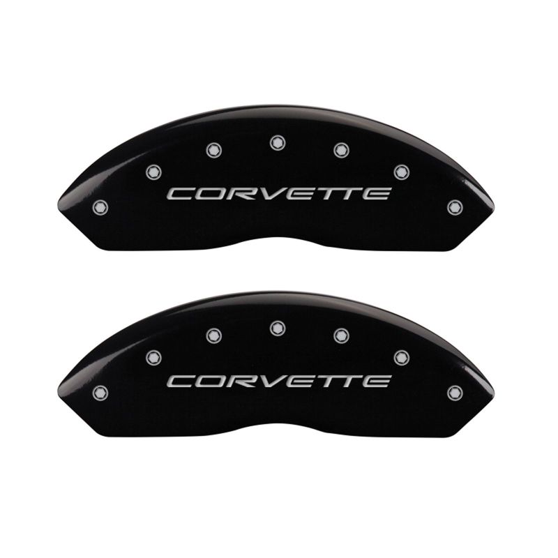 Couvre-étriers MGP 4 gravés à l'avant C5/Corvette gravés à l'arrière C5/Z06 finition noire argent ch