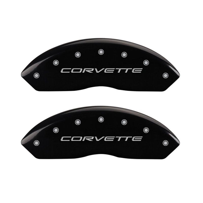 Couvre-étriers MGP 4 gravés à l'avant C5/Corvette gravés à l'arrière C5/Z06 finition noire argent ch