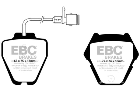 Plaquettes de frein avant EBC Ultimax2 pour Audi A8 Quattro 4.2 (jeu de 8 plaquettes) 00-03