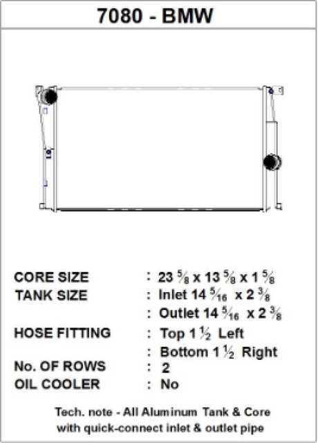 CSF BMW 2 Series (F22/F23) / BMW 3 Series (F30/F31/F34) / BMW 4 Series (F32/F33/F36) M/T Radiator