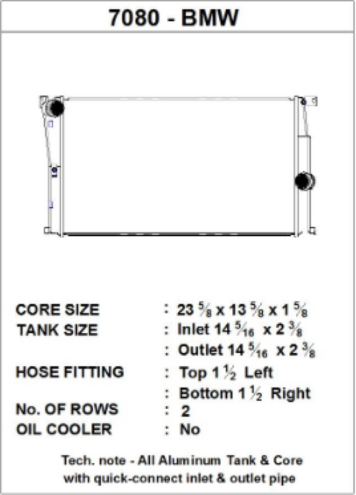 Radiateur M/T CSF BMW Série 2 (F22/F23) / BMW Série 3 (F30/F31/F34) / BMW Série 4 (F32/F33/F36)