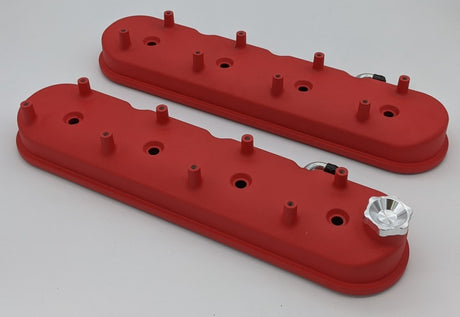 Couvercle de soupape haut Granatelli 96-22 GM LS avec supports de bobine coudés intégrés - Rides rouges (paire)