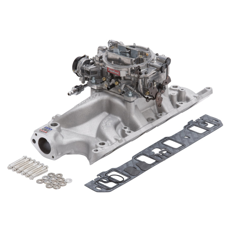Kit collecteur et carburateur Edelbrock Performer RPM Small Block Ford 289-302 finition naturelle