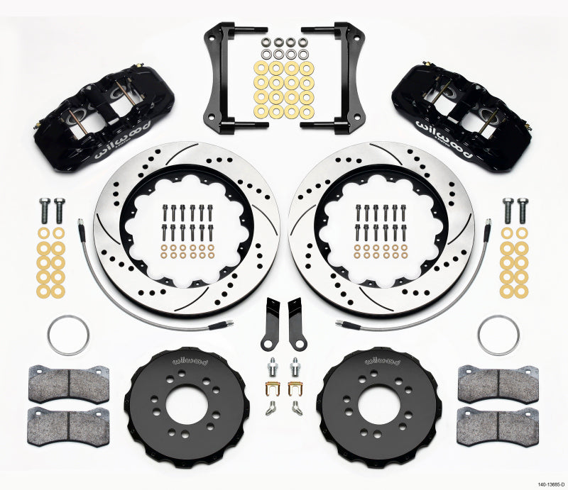 Kit de chapeau avant Wilwood AERO6 14.00 percé Mustang 2005-2014 avec suspension BMR avec lignes