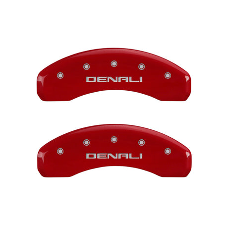 Couvre-étriers MGP 4 gravés avant et arrière, finition rouge Denali, argent Char 2018 GMC Canyon