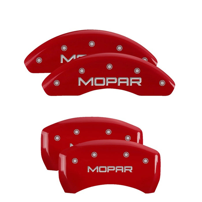 Couvre-étriers MGP 4 gravés avant et arrière MOPAR finition rouge argent ch