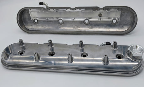 Couvercle de soupape Granatelli 96-22 GM LS à hauteur standard avec support de bobine incliné - Poli (paire)