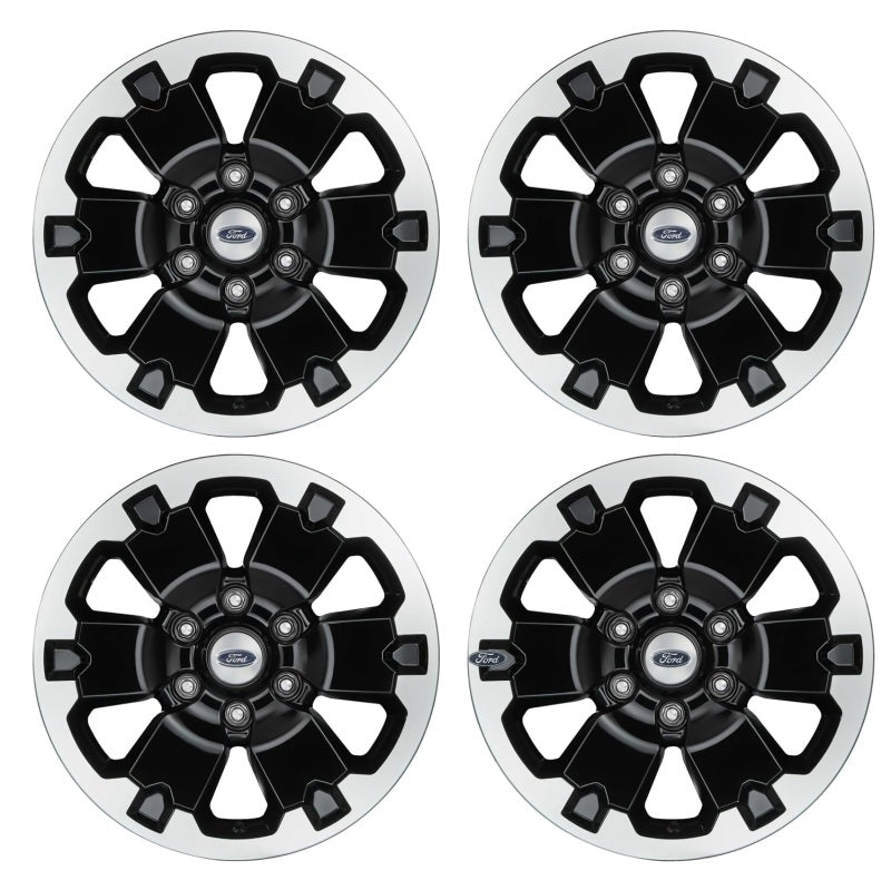 Ford Racing 19-21 Ranger 18x8in 4 Wheel Kit w/TPMS - Gloss Black w/ Machined Face