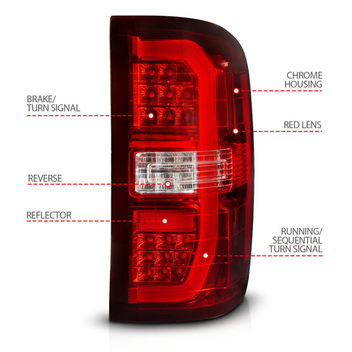 Feux arrière à LED ANZO 14-18 GMC Sierra 1500 Rouge/Clair