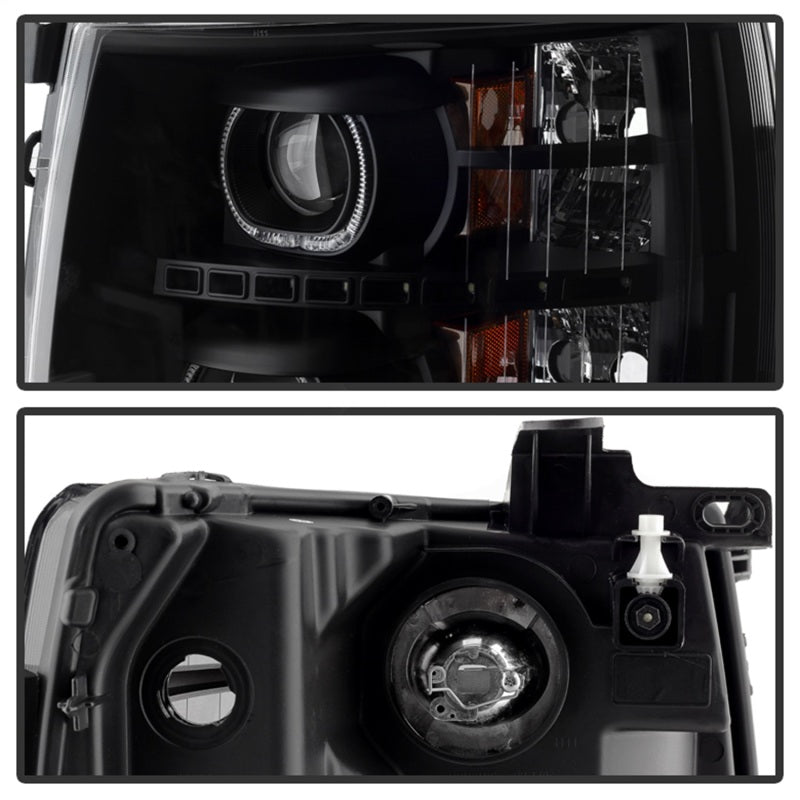 Phares de projecteur à LED Xtune Chevy Silverado 1500/2500/3500 07-13 Noir PRO-JH-CSIL07-CFB-BK