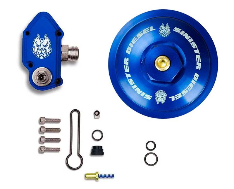 Kit de ressorts bleus Sinister Diesel 03-07 Ford 6.0L Powerstroke avec boîtier de ressort à billettes réglable