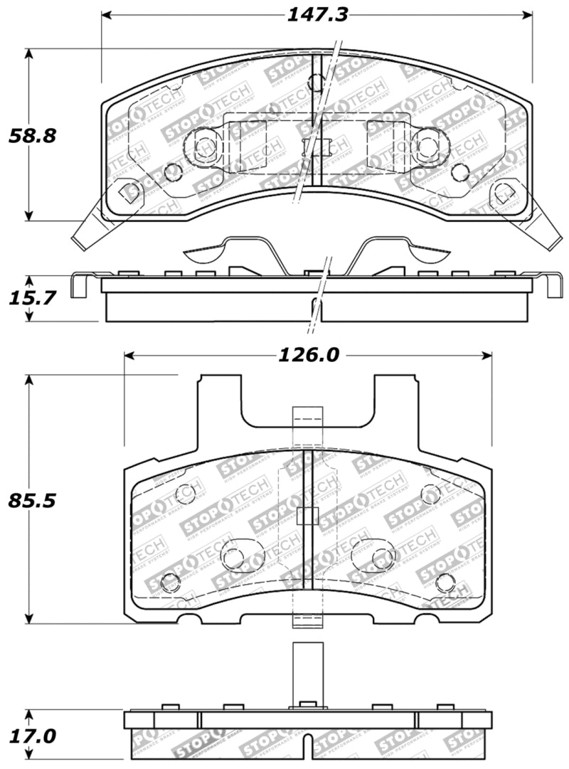 Plaquettes de frein sport StopTech avec cales et matériel - Avant