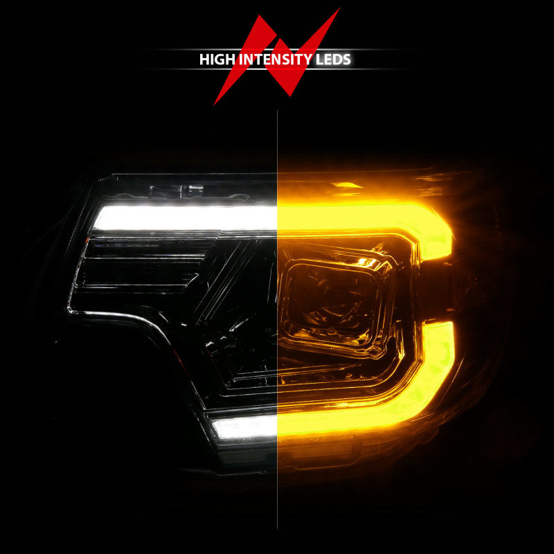 Phares de projecteur ANZO 12-15 Toyota Tacoma - avec boîtier chromé à interrupteur de barre lumineuse