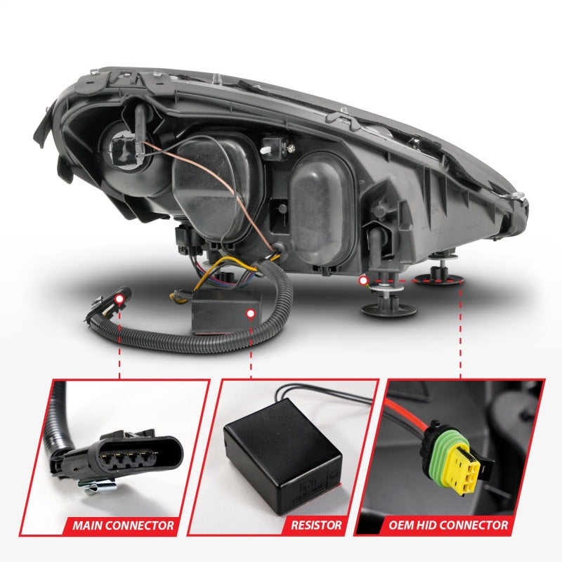 Phares de projecteur ANZO 05-13 Chevrolet Corvette avec interrupteur et LED séquentielle - Noir ambre