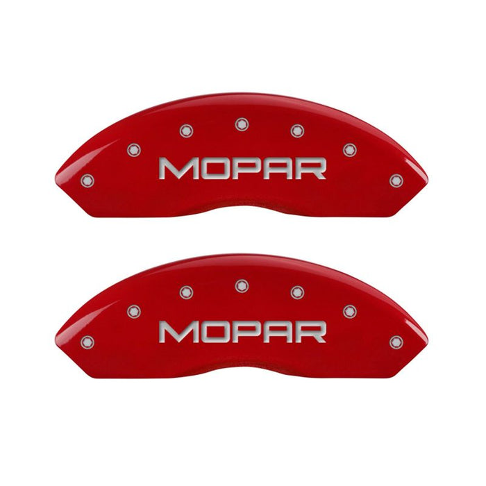 MGP Set of 4 Caliper Covers, Engraved Front and Rear: Red Powder Coat Finish, Silver Characters.