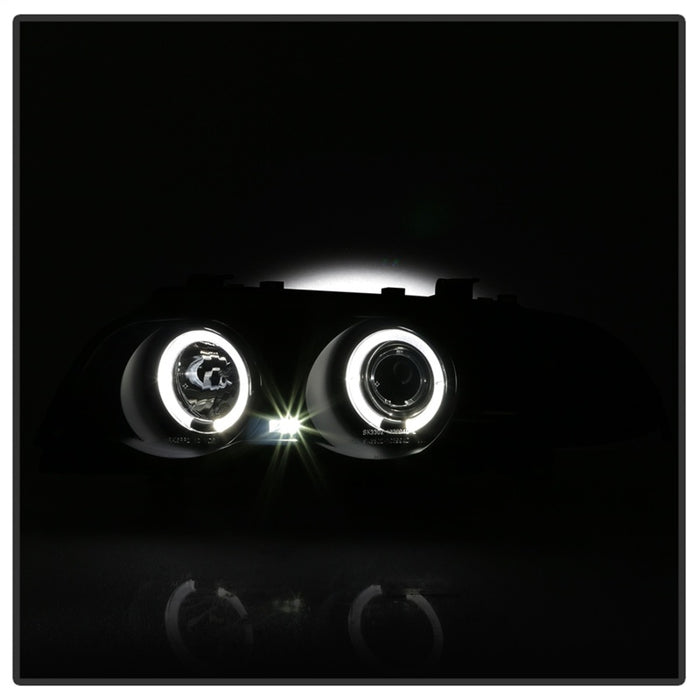 Phares de projecteur Spyder 99-01 BMW E46 Série 3 4DR 1 pièce LED Halo (PRO-YD-BMWE46-4D-HL-AM-BSM)