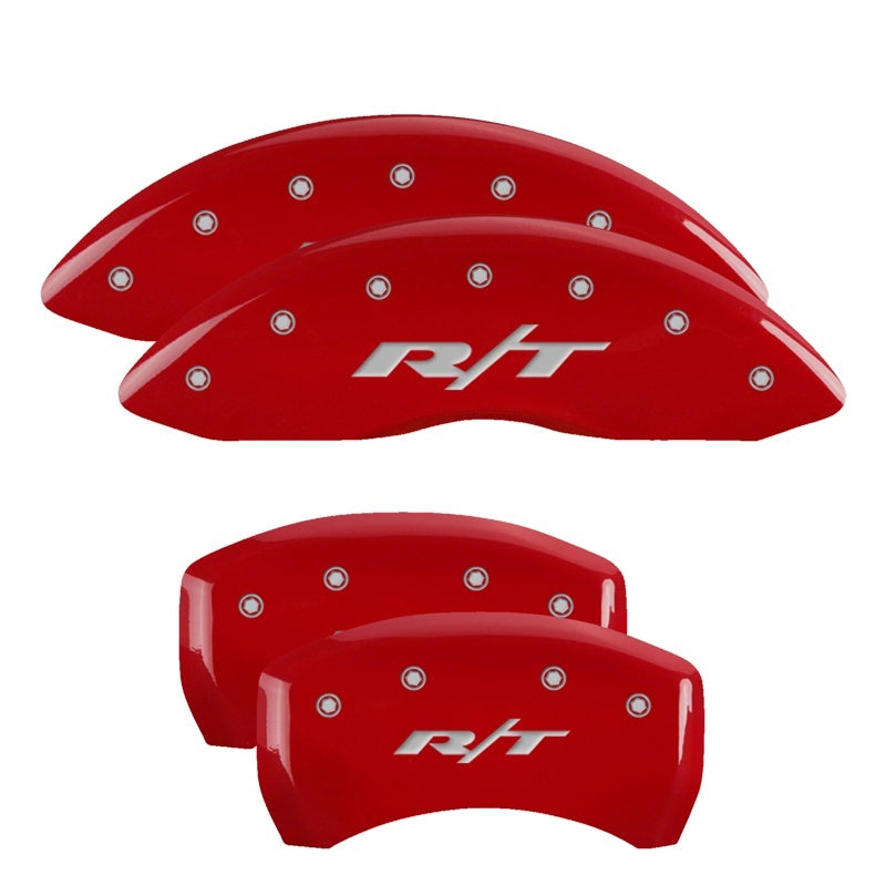 MGP Front set 2 Caliper Covers Engraved Front SRT4 Red finish silver ch