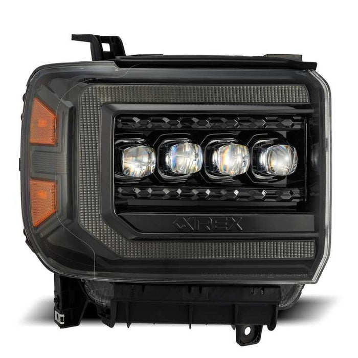 Phares à LED AlphaRex 14-18 GMC Sierra NOVA Projecteur Plnk Style Alpha Blk avec lumière active/signal séquentiel/DRL