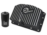 Carter d'huile moteur AFE Pro Series noir avec ailettes usinées ; Ford Powerstroke V8-6,7 L (td) 11-16