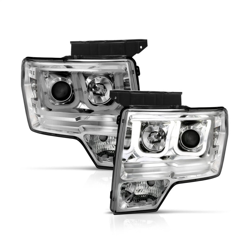 Phares de projecteur ANZO 2009-2014 Ford F-150 avec barre en U chromée