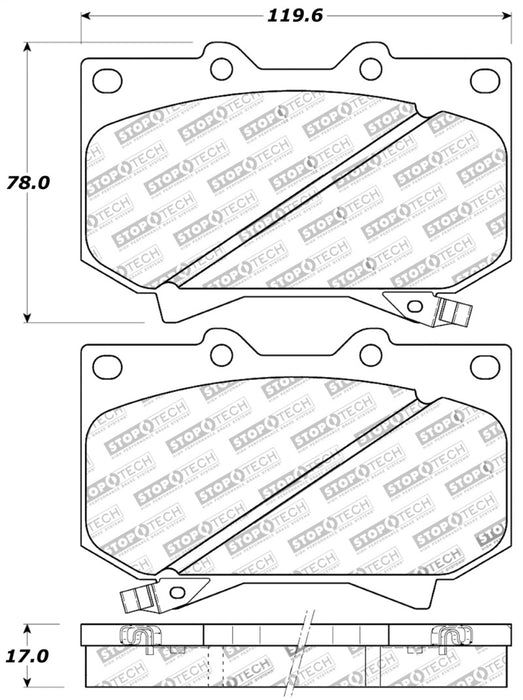 Plaquettes de frein sport StopTech avec cales et matériel - Avant