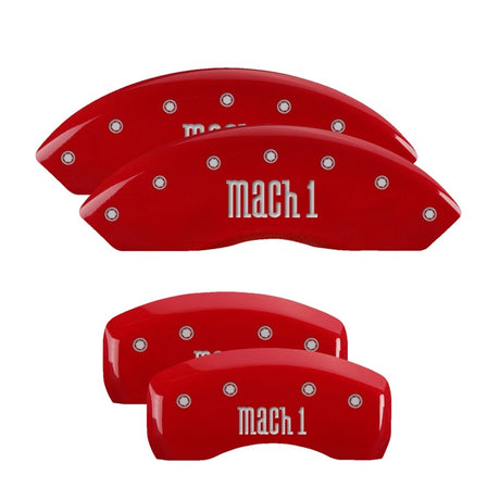 Couvre-étriers MGP 4 gravés avant et arrière Mach 1 finition rouge argent ch