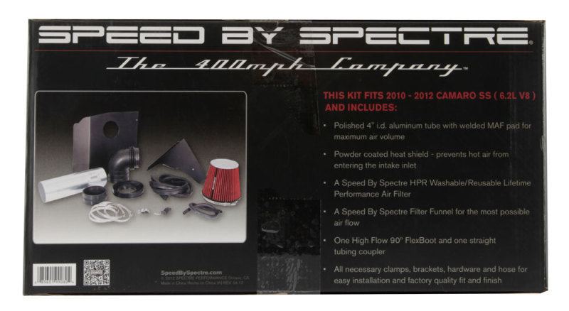 Kit d'admission d'air Spectre 10-12 Chevy Camaro V8-6.2LF/I - Anodisé transparent avec filtre rouge