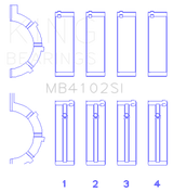 King Engine Bearings Chrysler 226 3.7L (Size .026) Crankshaft Main Bearings (Set of 4)