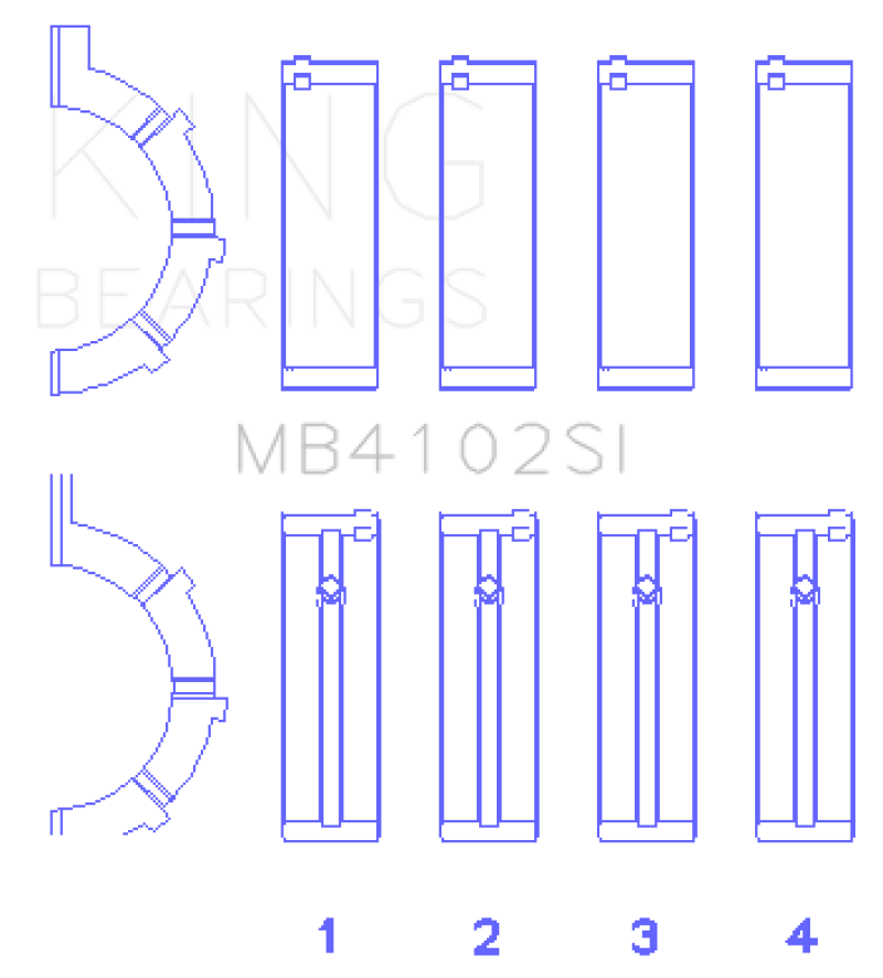 King Engine Bearings Chrysler 226 3.7L (Size .026) Crankshaft Main Bearings (Set of 4)