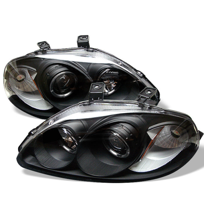 Phares de projecteur Spyder Honda Civic 96-98 LED Halo Amber Reflctr Blk PRO-YD-HC96-AM-BK