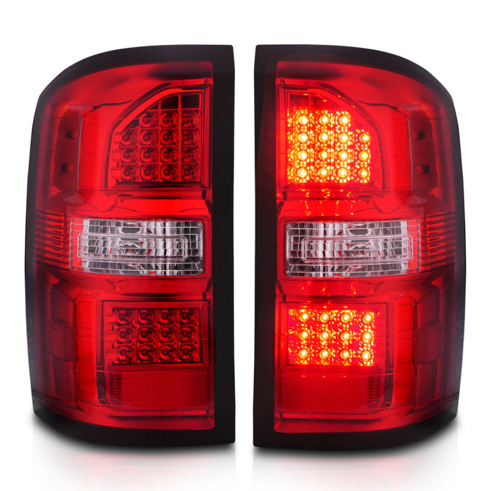 Feux arrière à LED ANZO 2014-2018 GMC Sierra Boîtier noir Lentille rouge/transparente