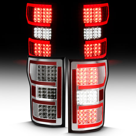 Feu arrière à LED ANZO 2018-2019 Ford F-150 Chrome (barre lumineuse rouge) (avec séquentiel)