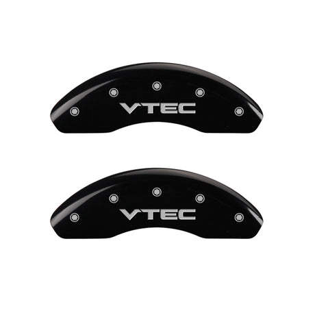 MGP 4 Caliper Covers Engraved Front & Rear Vtech Black finish silver ch