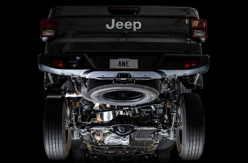 AWE Tuning 20-21 Jeep Gladiator JT 3.6L Tread Edition Cat-Back Échappement simple face - Diamond Blk Ti