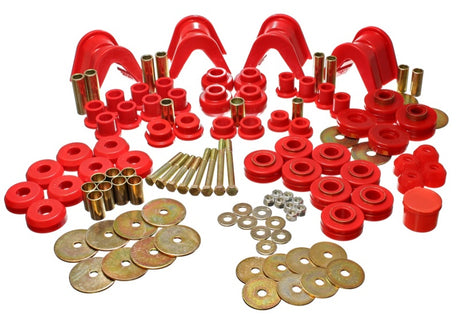 Ensemble de bagues principales Hyper-Flex rouges Energy Suspension 66-77 Ford Bronco 4WD (avec bagues en C à 4 degrés)