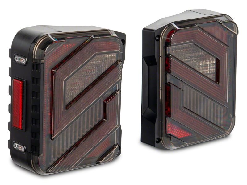 Feux arrière à LED Raxiom 07-18 Jeep Wrangler JK Axial Series Trident - Boîtier noir (lentille transparente)