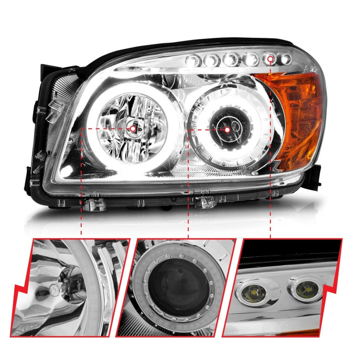 Phares de projecteur ANZO 2006-2008 Toyota Rav4 avec halo chromé (CCFL)