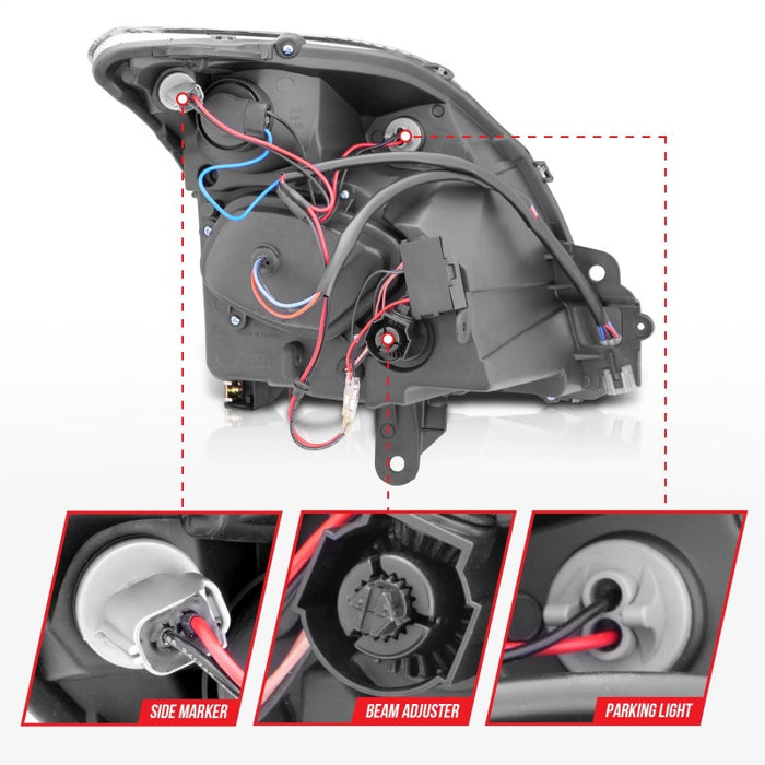 ANZO 2007-2012 Nissan Sentra Phares Projecteurs Noir