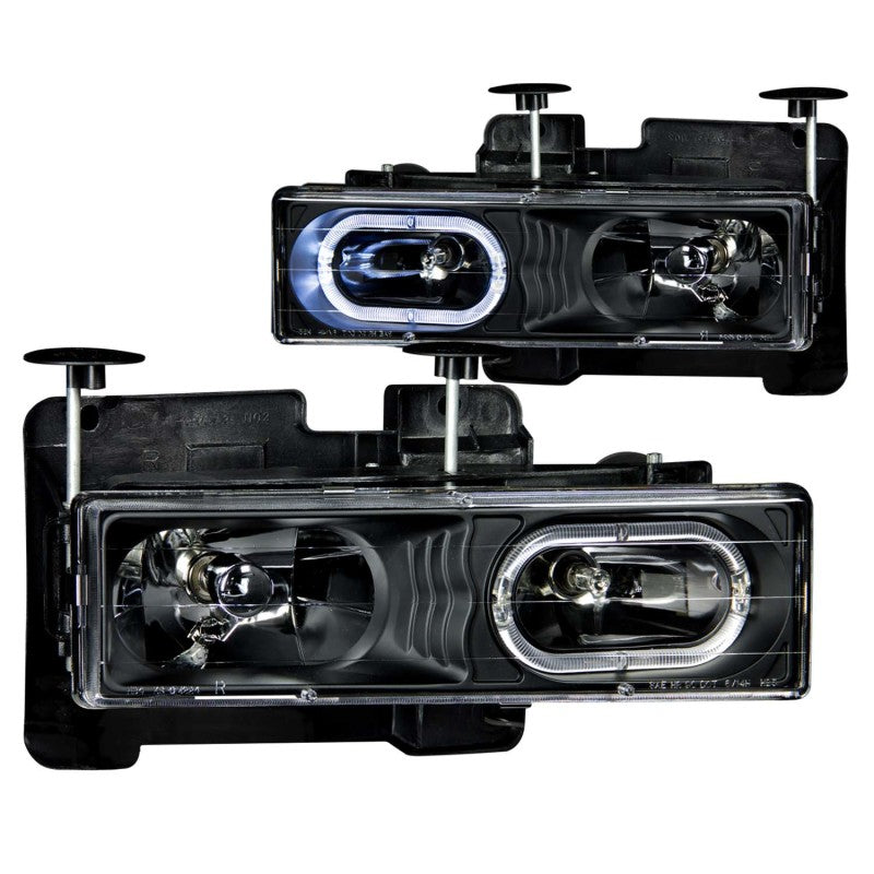 Phares en cristal ANZO 1988-1998 Chevrolet C1500 Noir avec Halo
