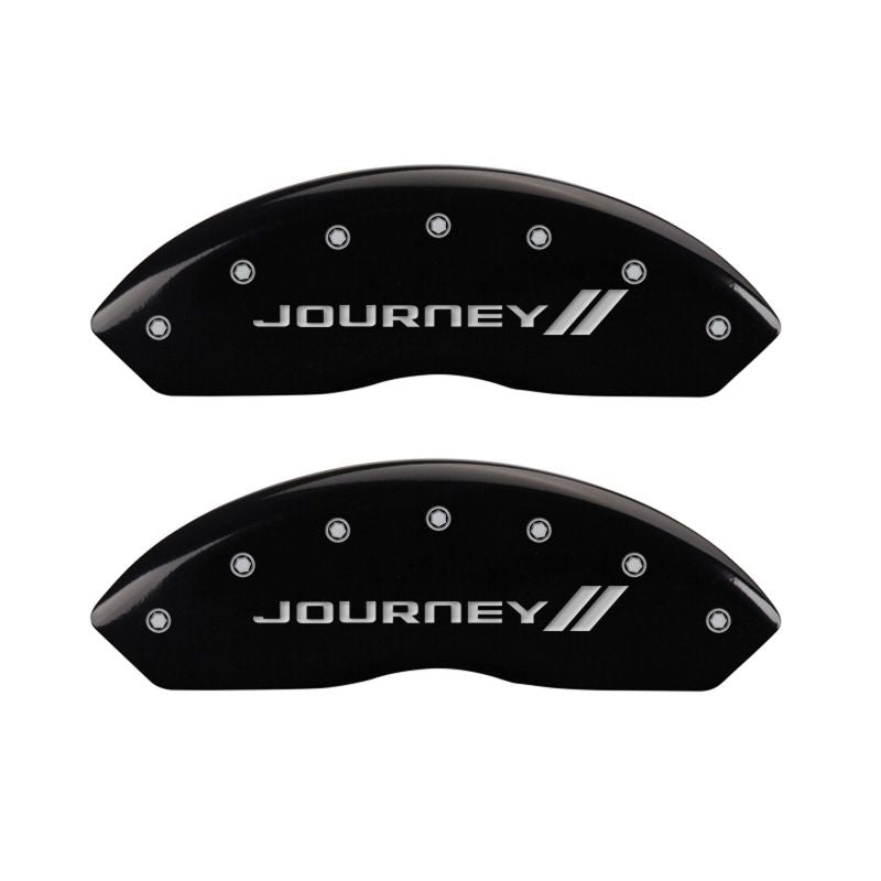 Couvre-étriers MGP 4 gravés avant et arrière avec bandes/finition Journey Black argent ch