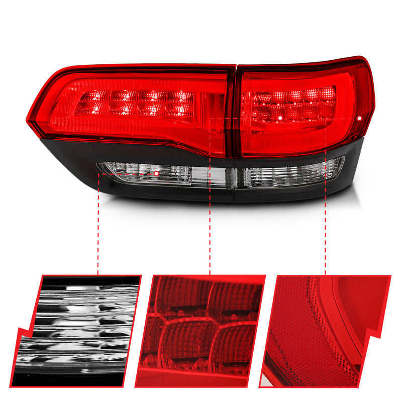 Feux arrière à LED ANZO 2014-2016 Jeep Grand Cherokee Rouge/Clair